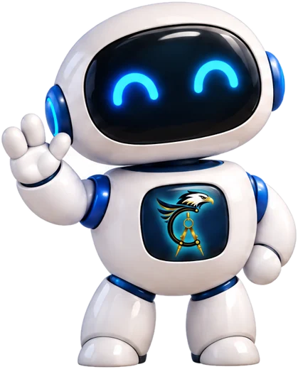 Mascote do Prof. Carlos: um robô branco acenando